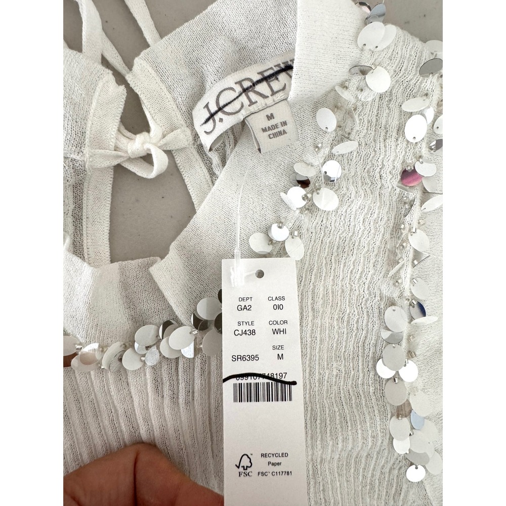 J.Crew Sheer ruffle-trim tank top with sequin embellishments sz - Picture 3 of 5